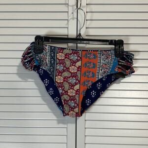 Cupshe Bohemian Patchwork High Rise Reversible Swimsuit Bikini Bottom L
